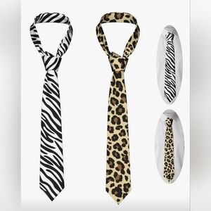 Animal Print Men's Ties Set - Zebra and Leopard